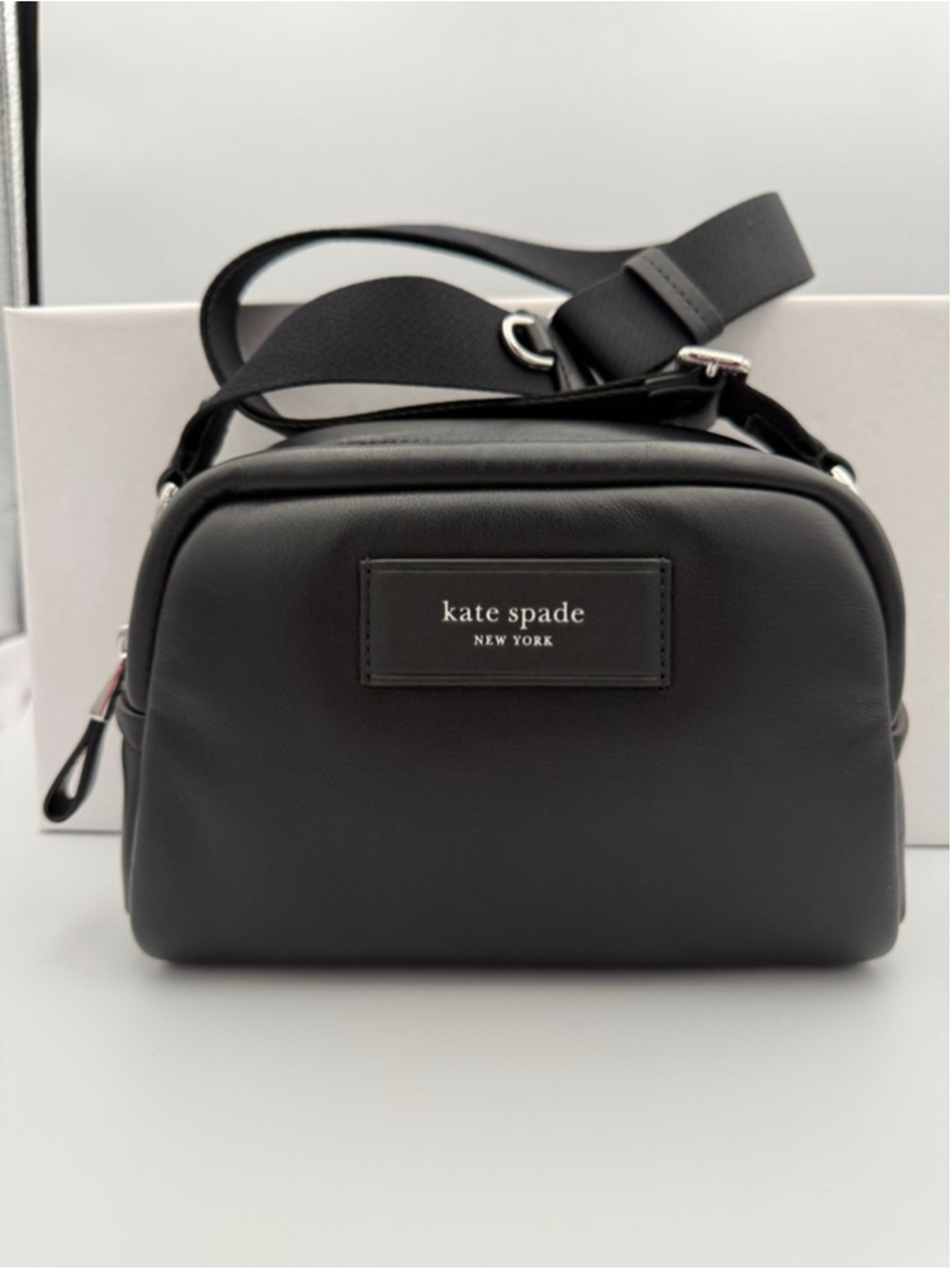 Women's Kate Spade Puff Black Leather Crossbody Bag